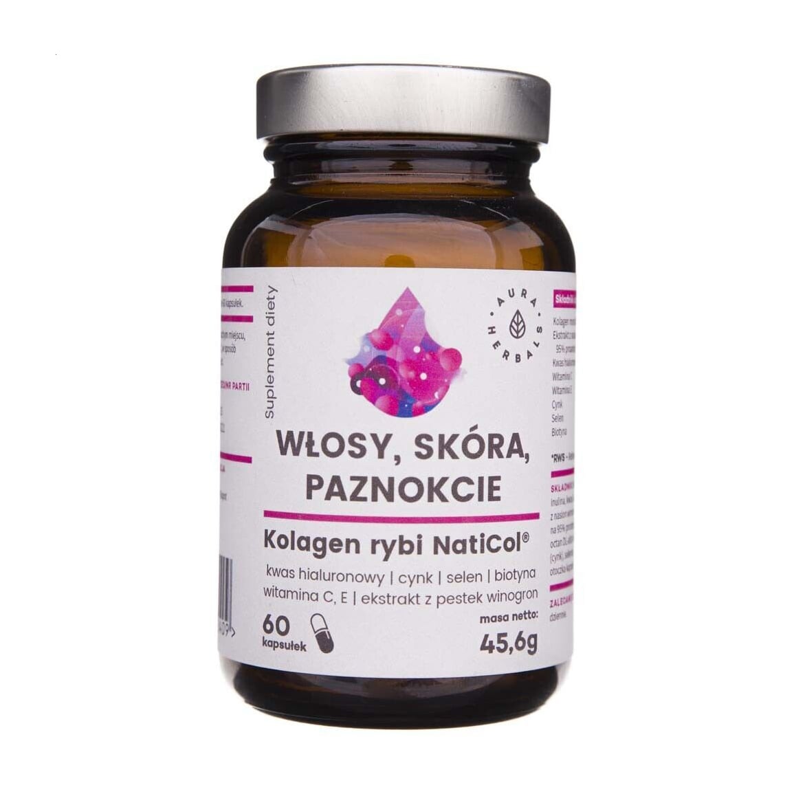 Колаген Aura Herbals Collagen Fish Naticol 400 мг, 60 капсул