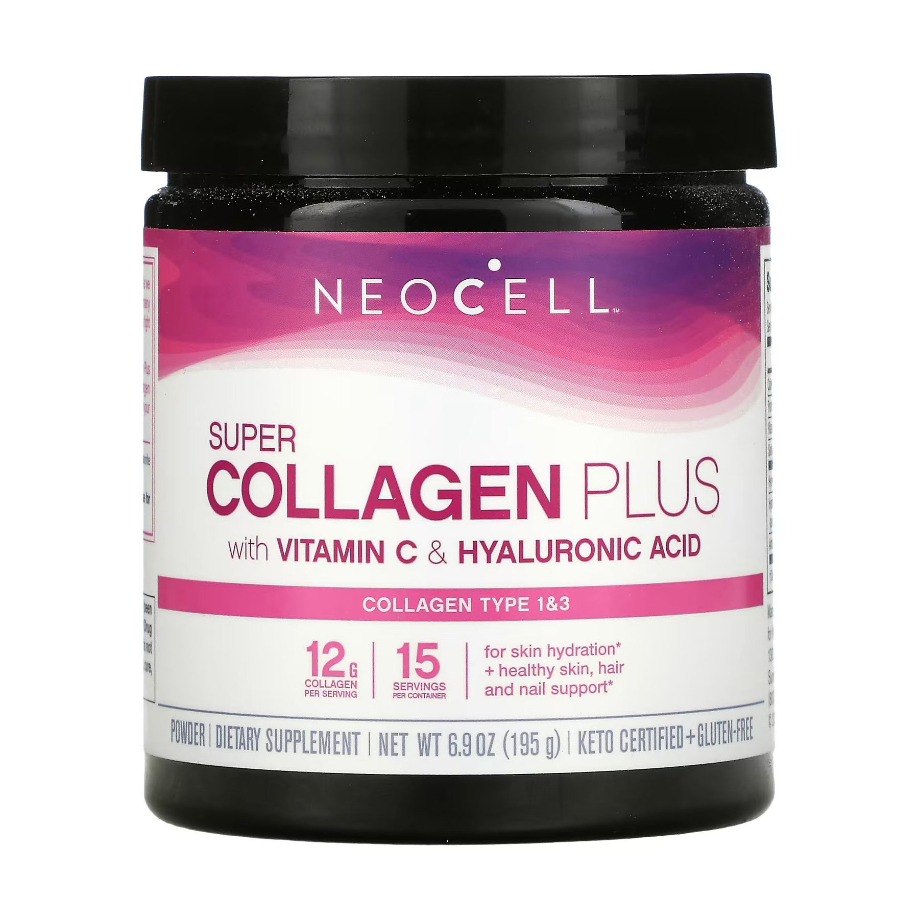 Колаген з вітаміном C та гіалуроновою кислотою Neocell Super Collagen Plus With Vitamin C &amp; Hyaluronic Acid в порошку, 195 г