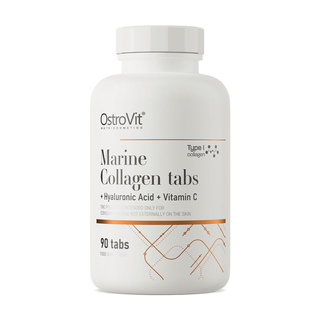 Морський колаген з гіалуроновою кислотою та вітаміном С OstroVit Marine Collagen + Hyaluronic Acid + Vitamin C, 90 таблеток